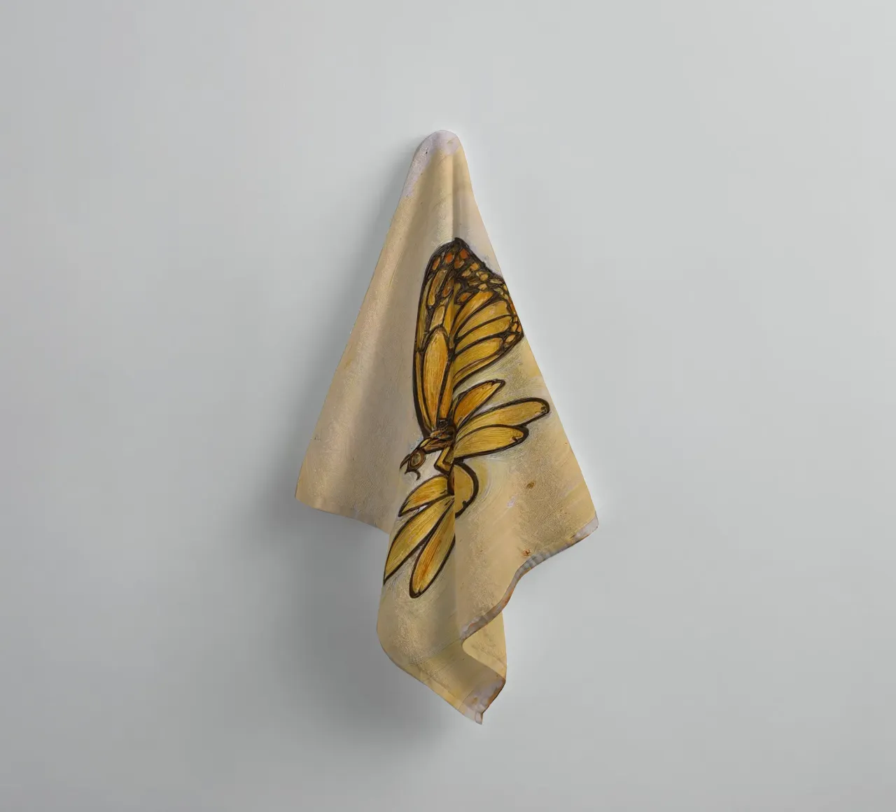 Papillon monarque se reposant sur une fleur jaune, wtercolor serviette de bain de DesignDoodle