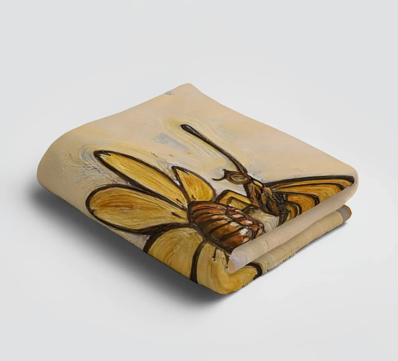 Papillon monarque se reposant sur une fleur jaune, wtercolor serviette de bain de DesignDoodle