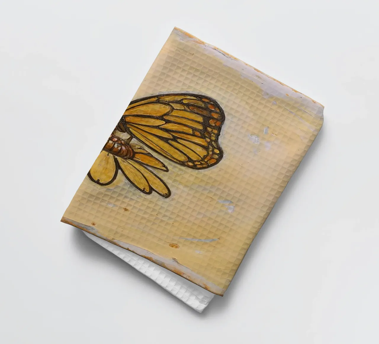 Papillon monarque se reposant sur une fleur jaune, wtercolor torchon de DesignDoodle