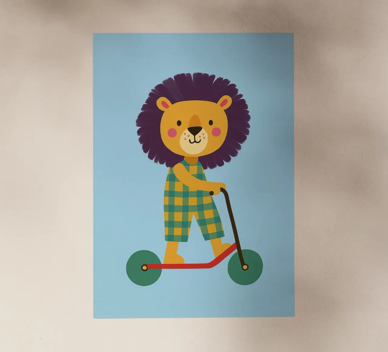 funny lion with scooter backlit film by oneone