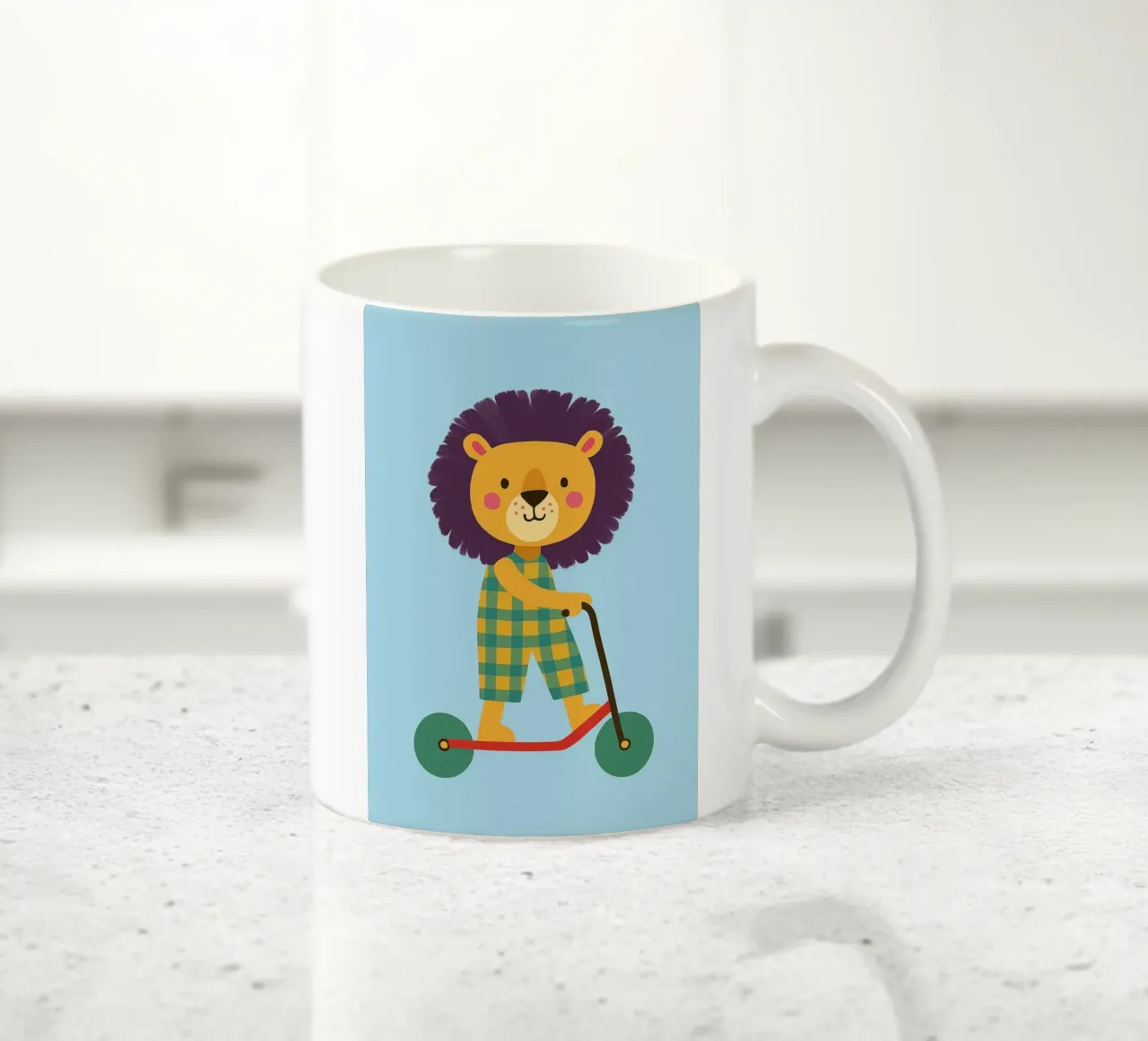 divertente leone con scooter tazza in ceramica da oneone
