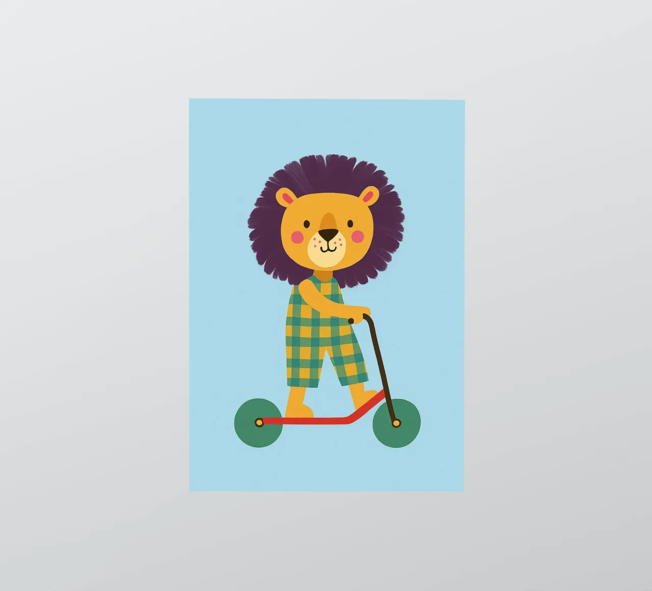 funny lion with scooter sticker by oneone