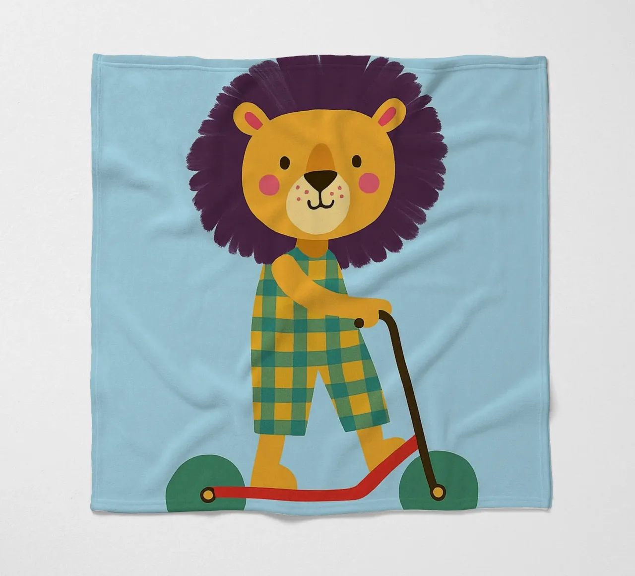 divertente leone con scooter coperta in pile da oneone