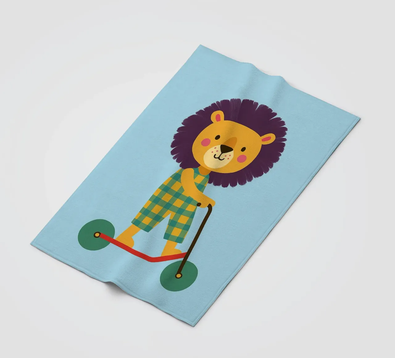 divertente leone con scooter coperta in pile da oneone