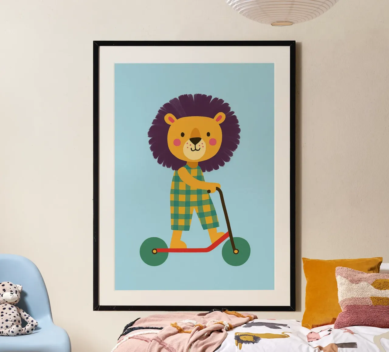divertente leone con scooter carta hahnemühle da oneone