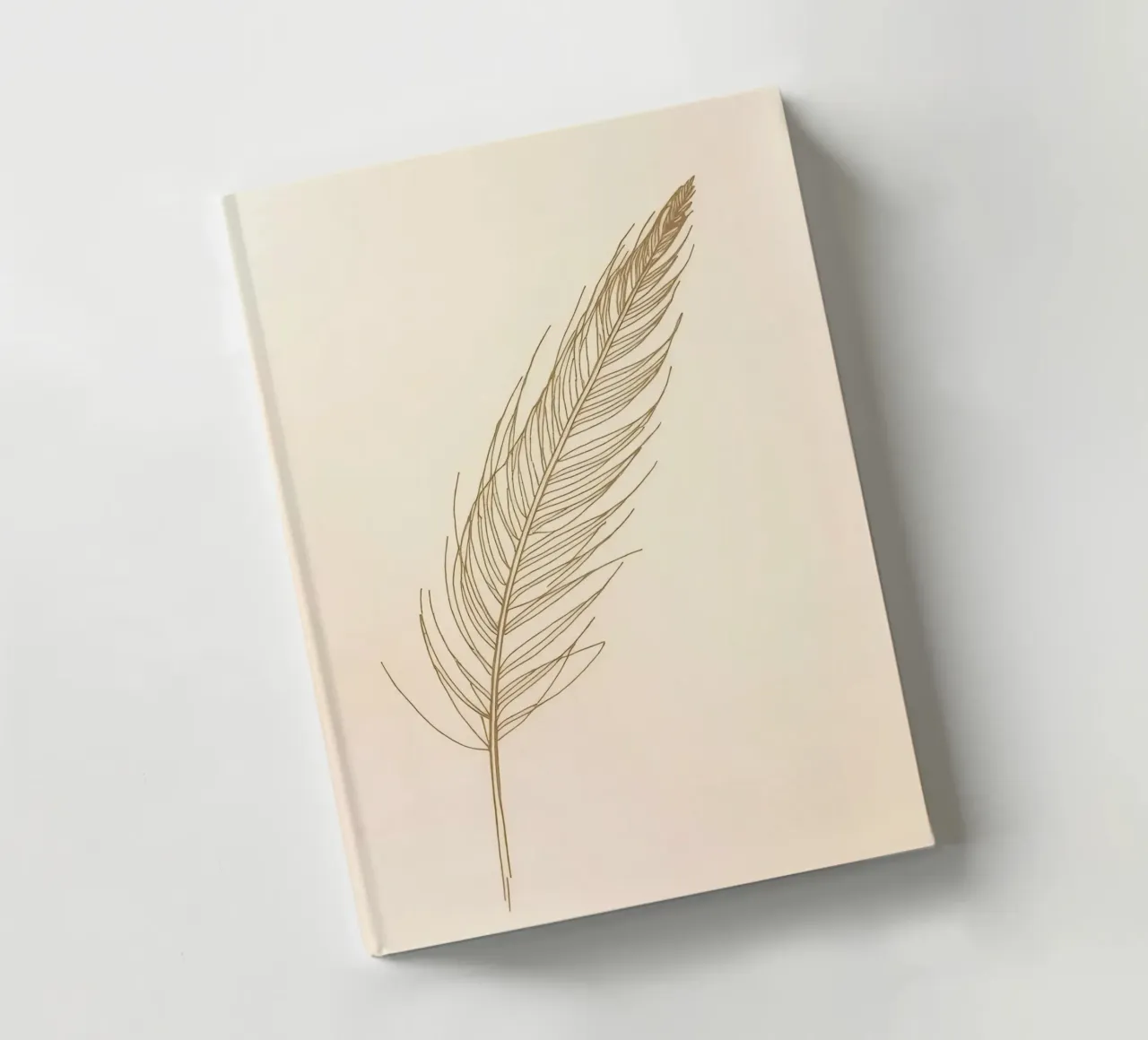 Single light brown feather sketch on a cream background notebook by DesignDoodle