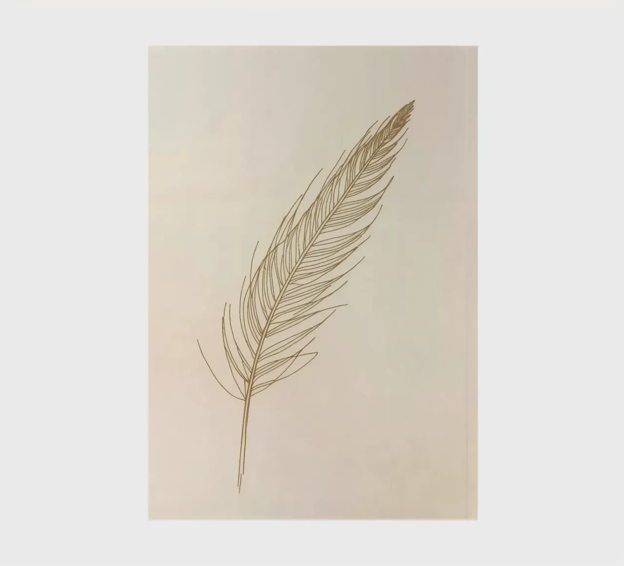 Single light brown feather sketch on a cream background notebook by DesignDoodle