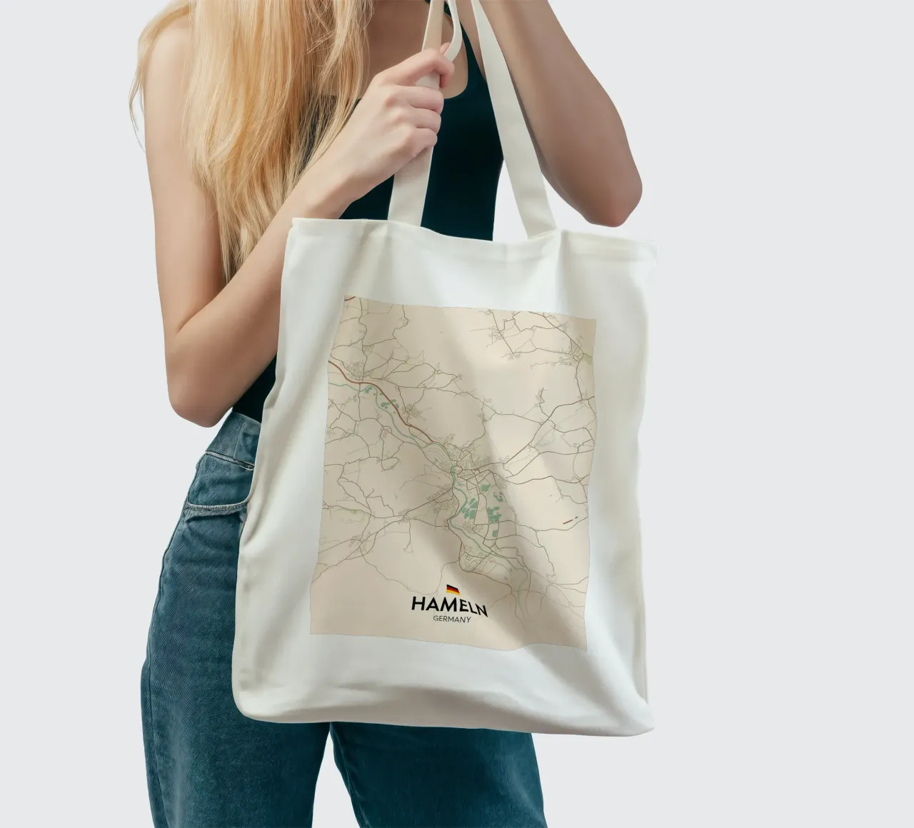 Hameln map city tote bag by Rick Thompson