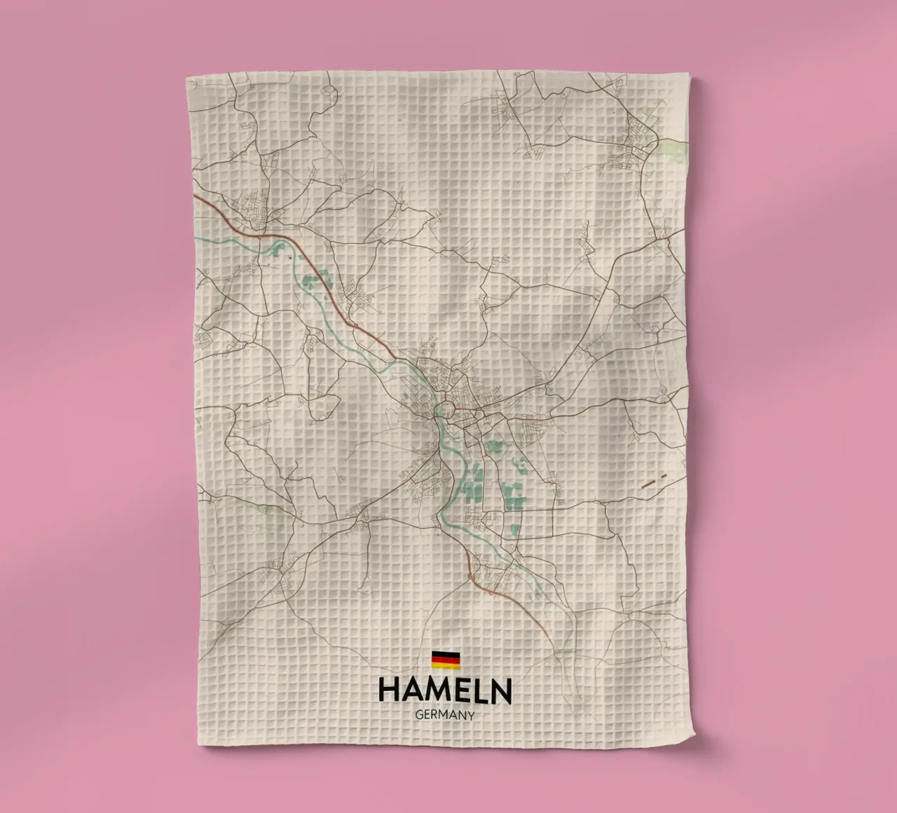Hameln map city tea towel by Rick Thompson