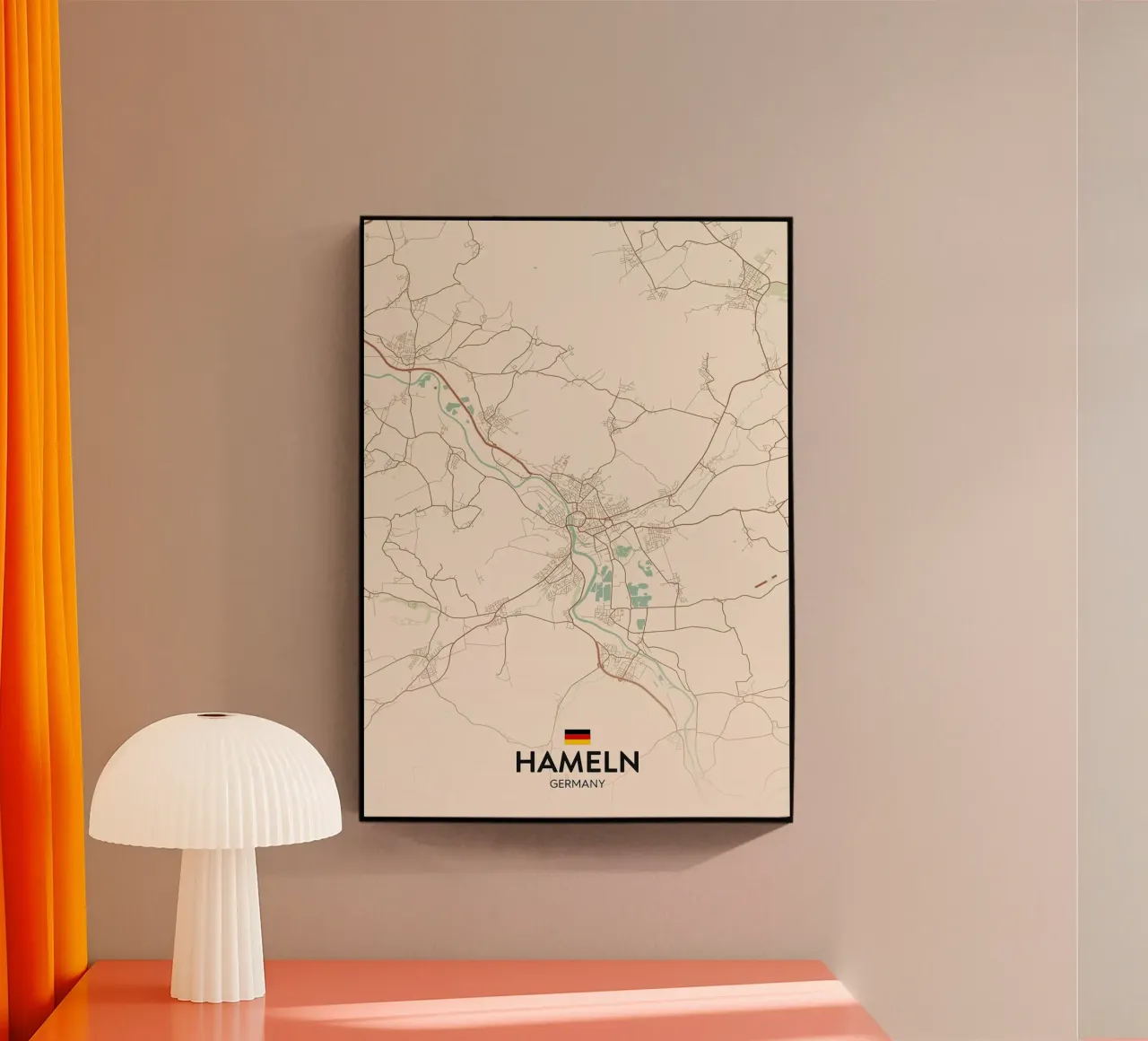 Hameln map city acrylic glass by Rick Thompson