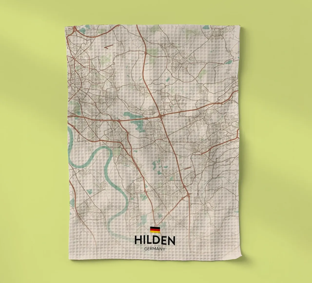 Hilden DE tea towel by Rick Thompson