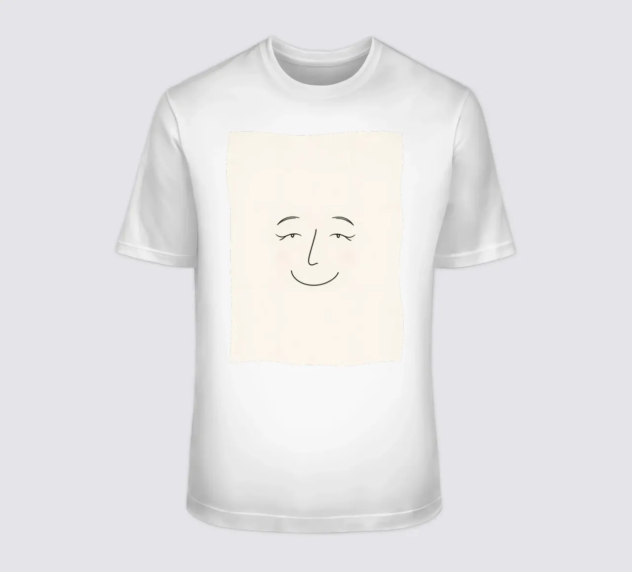 Simple line drawing shows a smiling face with blushed cheek t-shirt by DesignDoodle