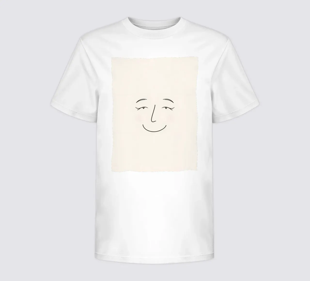 Simple line drawing shows a smiling face with blushed cheek kids t-shirt by DesignDoodle