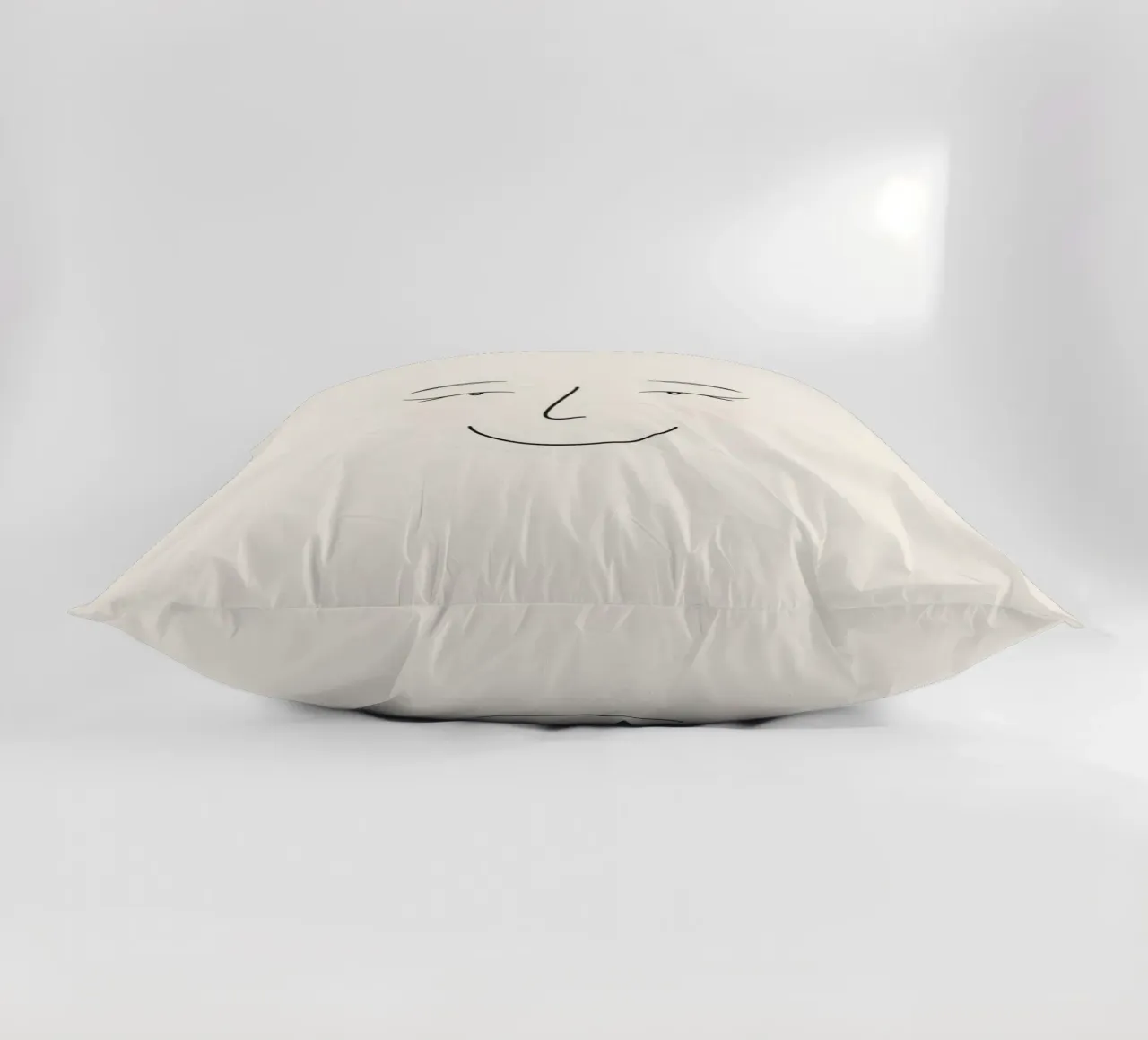 Simple line drawing shows a smiling face with blushed cheek decorative cushion by DesignDoodle