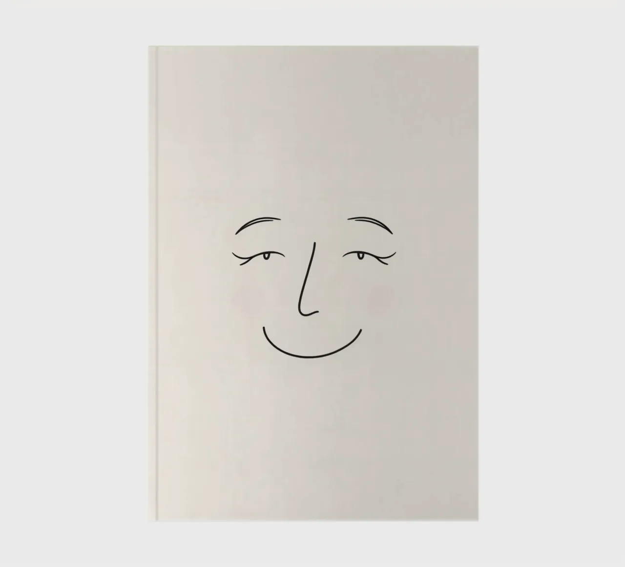 Simple line drawing shows a smiling face with blushed cheek notebook by DesignDoodle