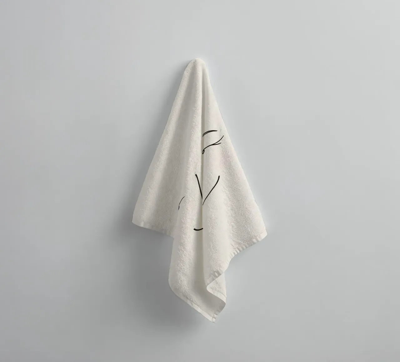 Simple line drawing shows a smiling face with blushed cheek towel by DesignDoodle