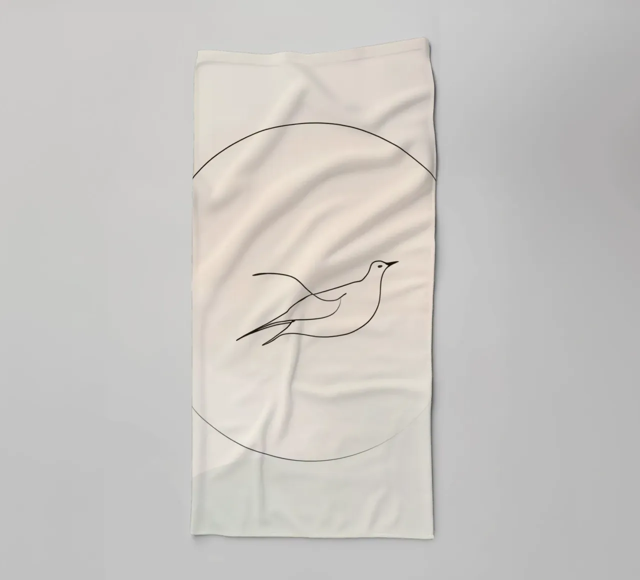 Elegant minimal bird in flight artwork depicting freedom towel by DesignDoodle