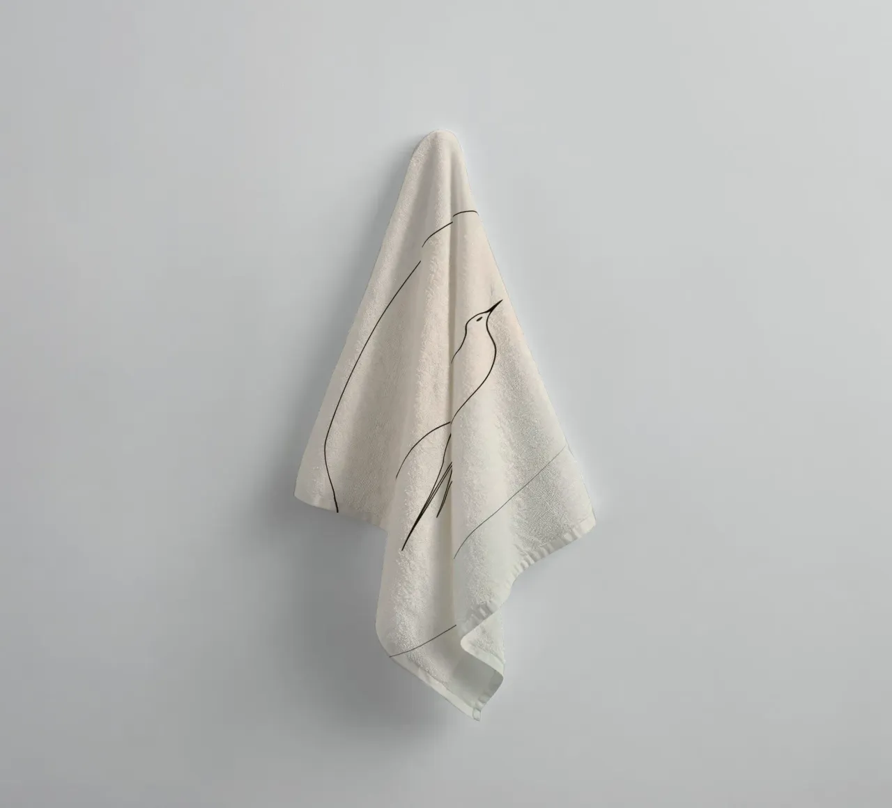 Elegant minimal bird in flight artwork depicting freedom towel by DesignDoodle