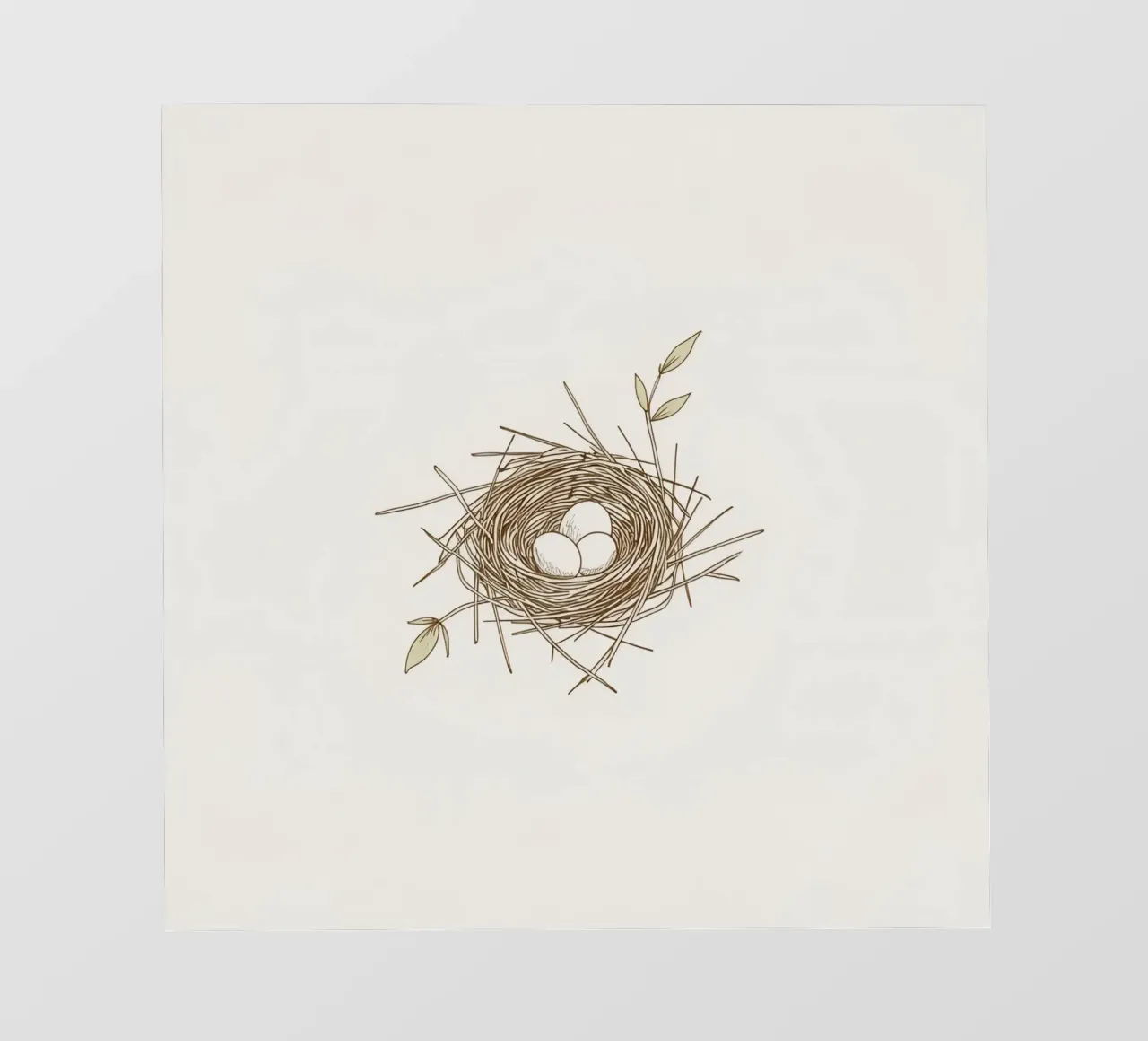 Illustrazione del nido con tre uova bianche all'interno, telo in pvc da DesignDoodle