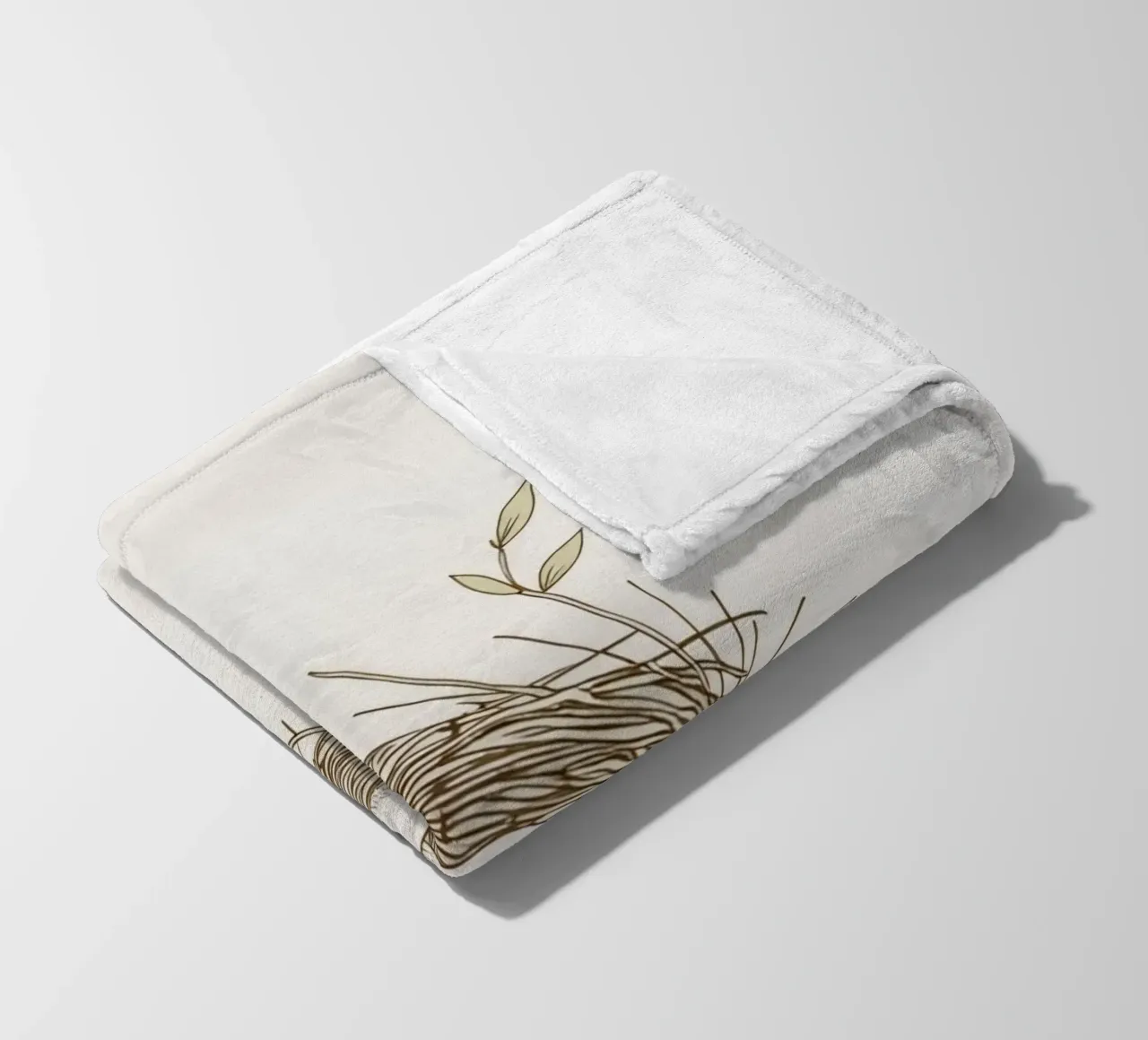Nest illustration with three white eggs inside, fleece blanket by DesignDoodle