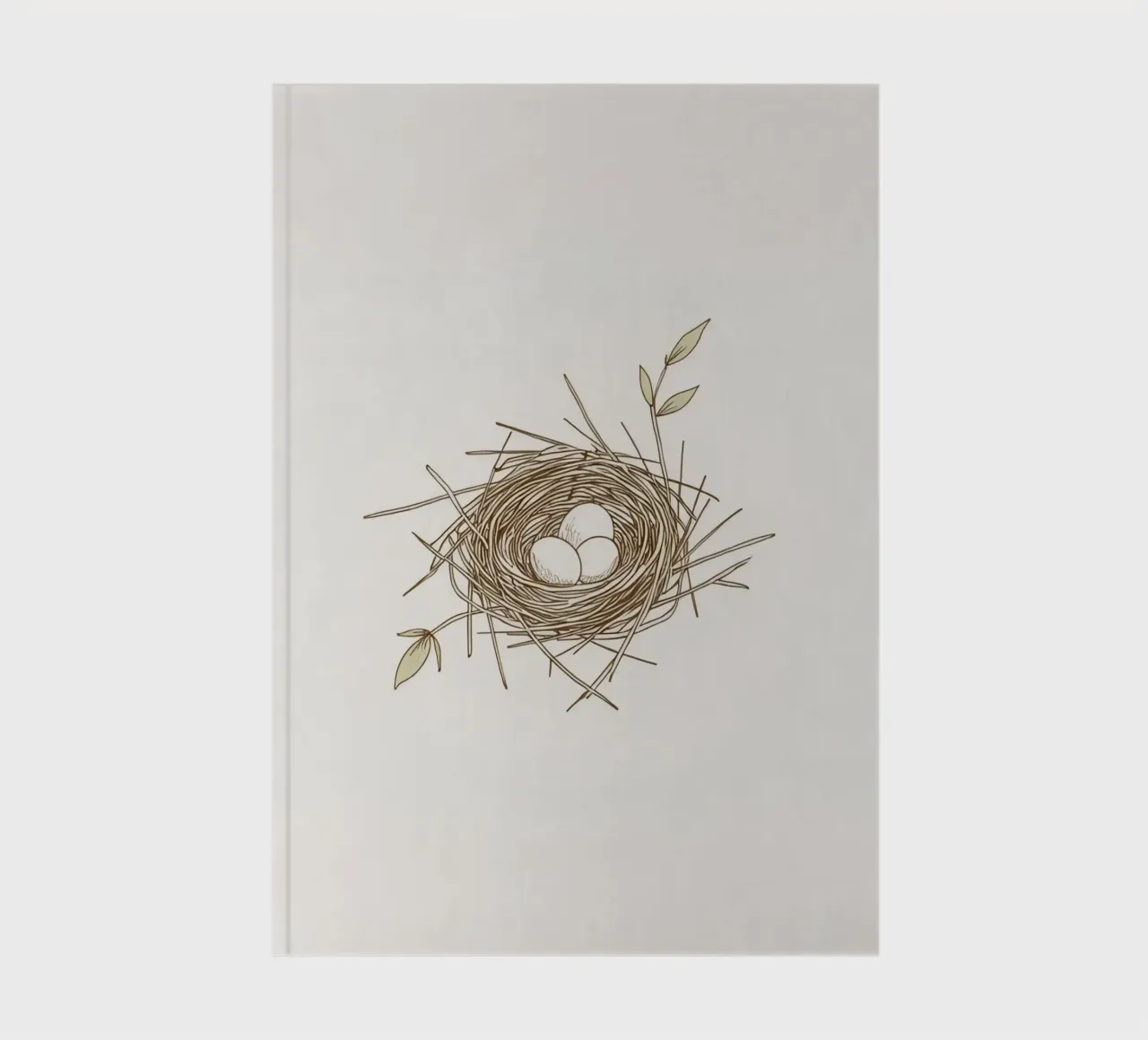 Nest illustration with three white eggs inside, notebook by DesignDoodle