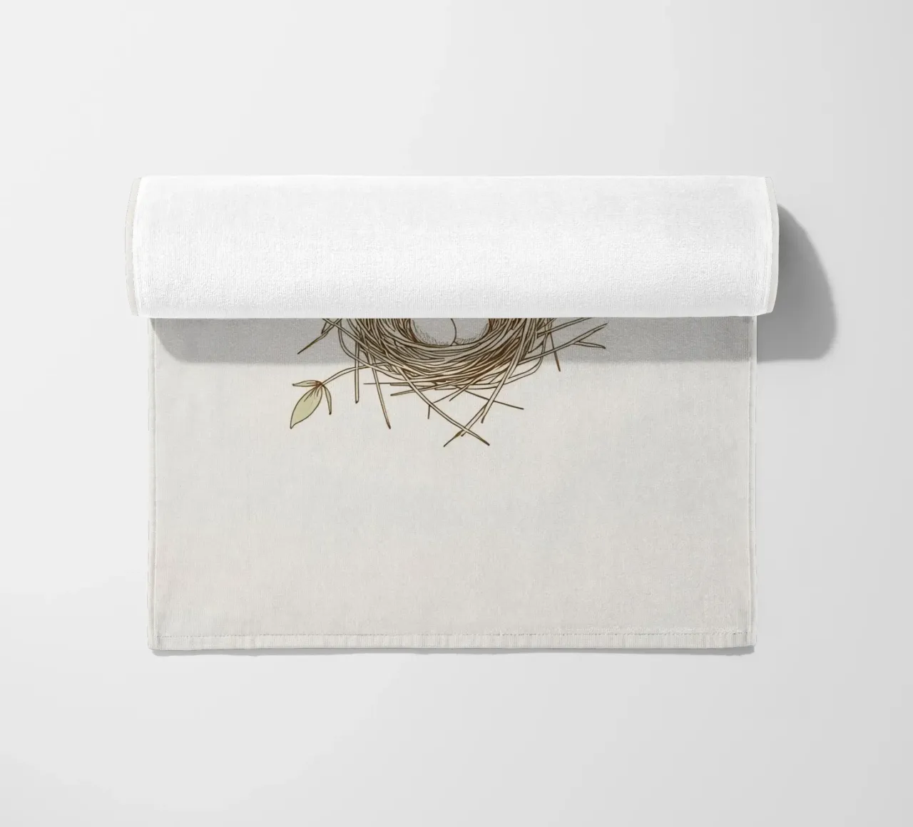 Illustrazione del nido con tre uova bianche all'interno, telo mare da DesignDoodle
