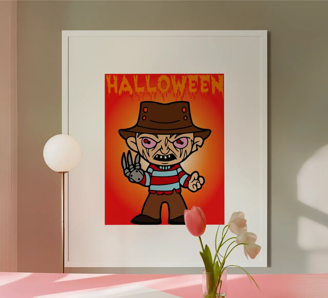 divertente fantasma di halloween poster con telaio in legno da onechoice