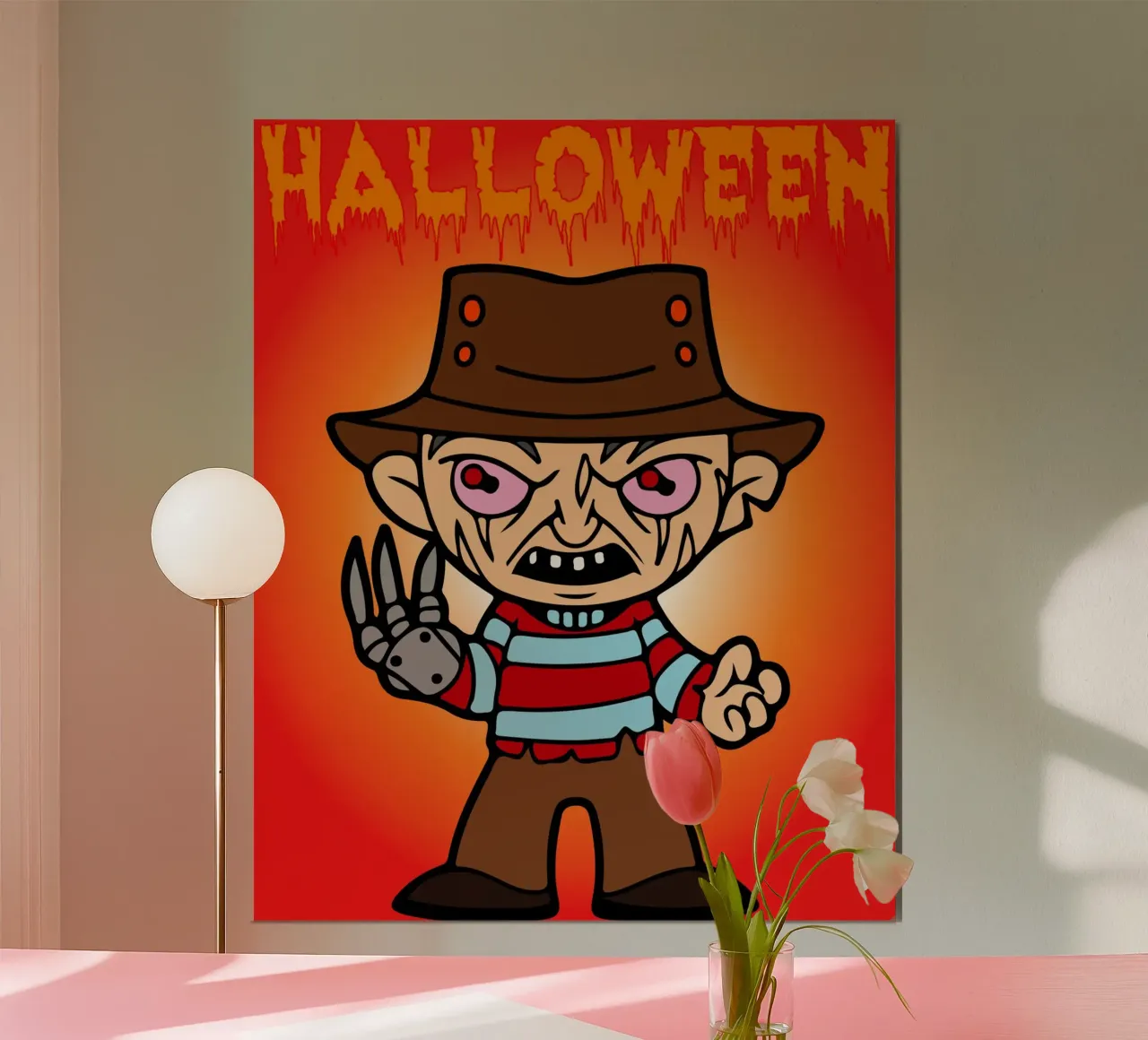 divertente fantasma di halloween poster con telaio in legno da onechoice