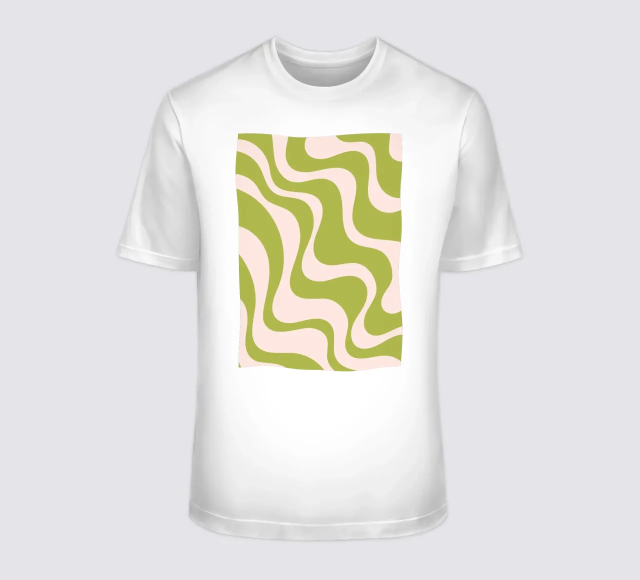 Motif rétro ondulé en vert olive et rose chair t-shirt de The Art Club