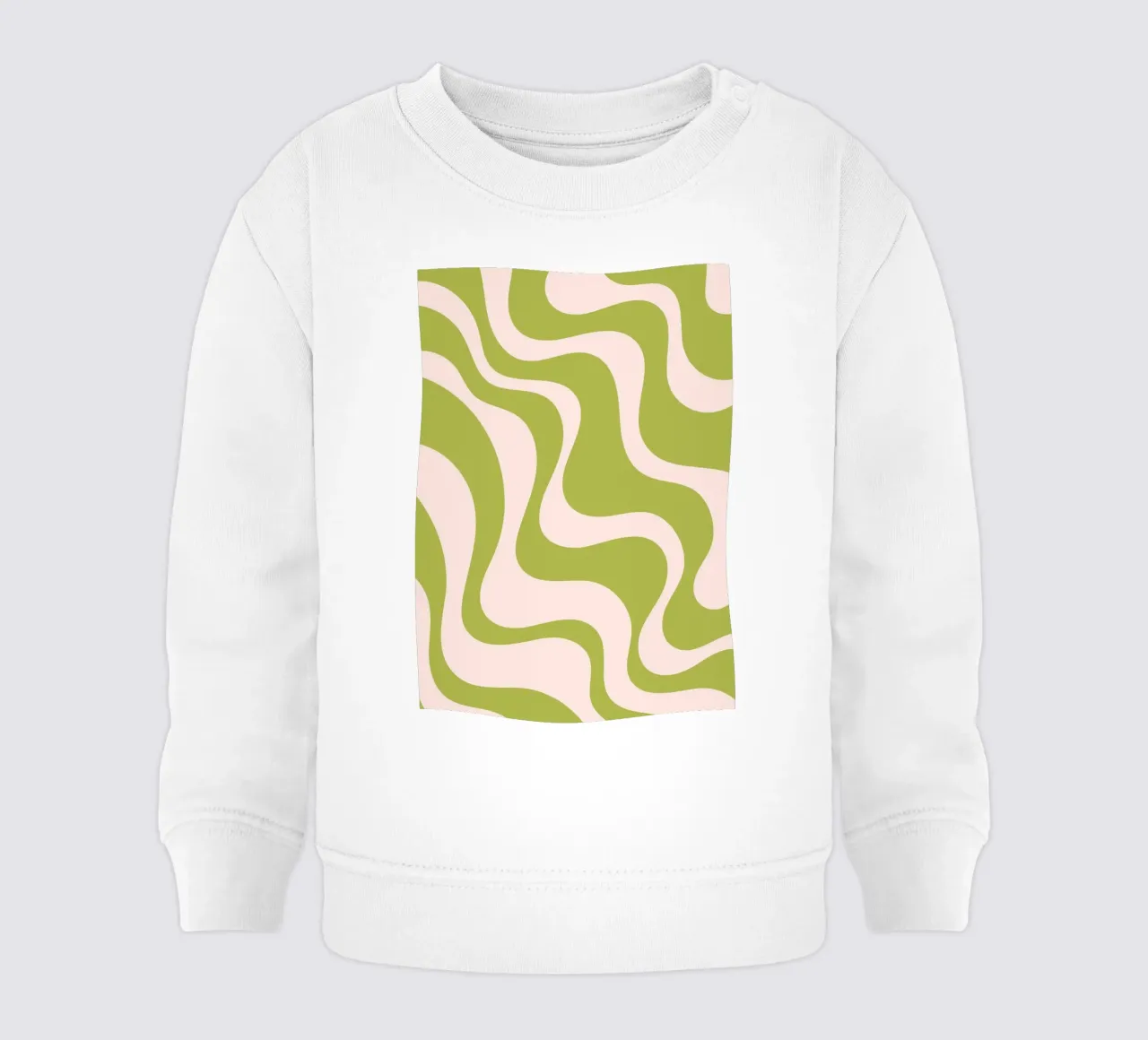 Retro Wavy Pattern in Olive Green and Blush Pink baby sweatshirt by The Art Club