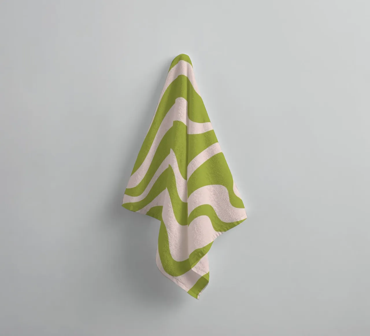 Retro Wavy Pattern in Olive Green and Blush Pink towel by The Art Club