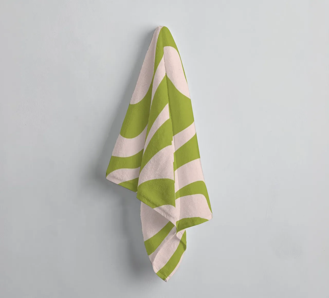 Retro Wavy Pattern in Olive Green and Blush Pink towel by The Art Club