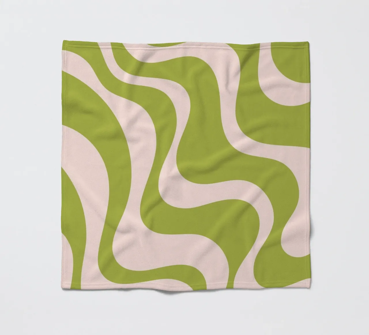 Motif rétro ondulé en vert olive et rose chair plaid polaire de The Art Club