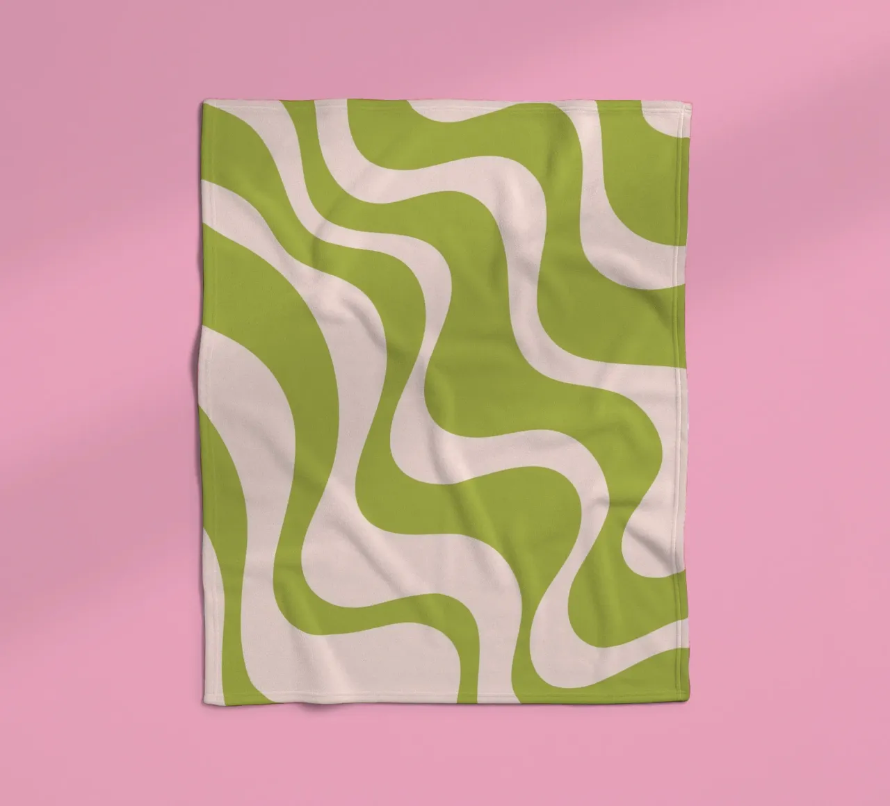 Motif rétro ondulé en vert olive et rose chair plaid polaire de The Art Club