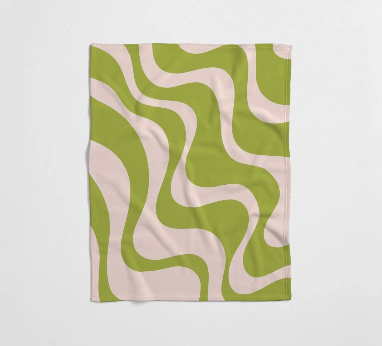Motif rétro ondulé en vert olive et rose chair plaid polaire de The Art Club