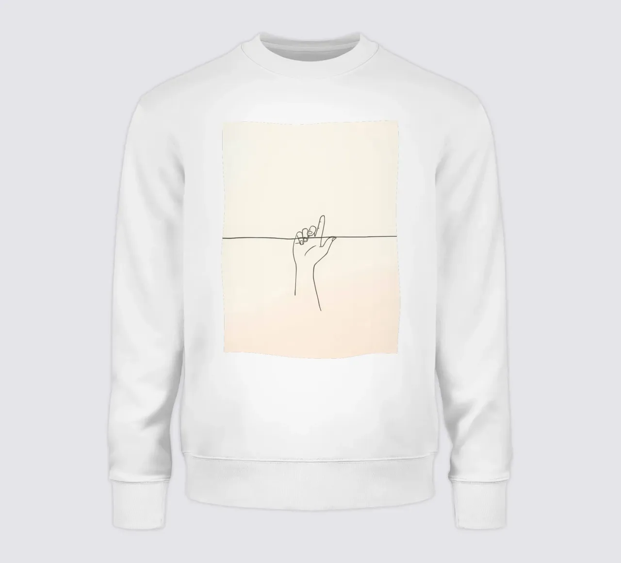 Outline of a hand with a finger grabbing thin black line felpa da DesignDoodle