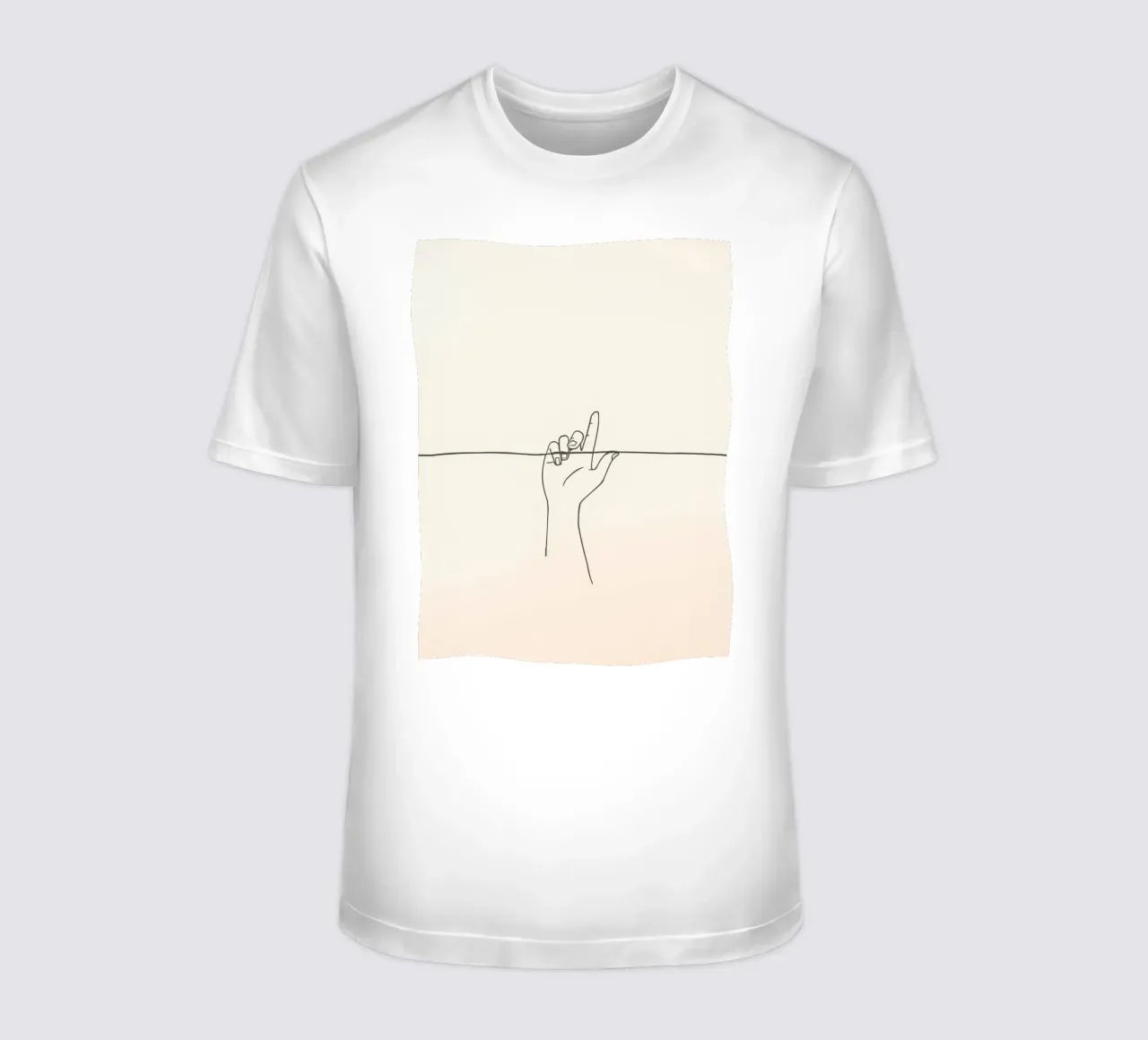 Outline of a hand with a finger grabbing thin black line t-shirt da DesignDoodle