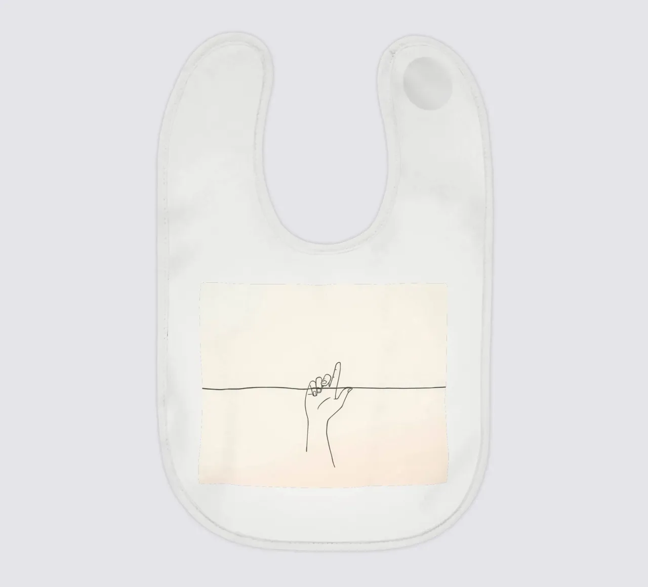 Outline of a hand with a finger grabbing thin black line bavaglino da DesignDoodle