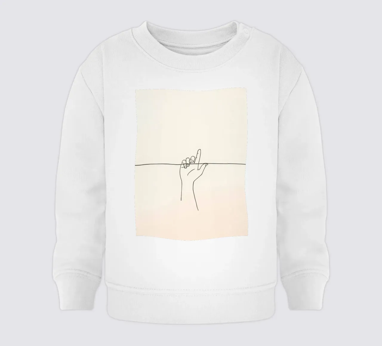 Outline of a hand with a finger grabbing thin black line felpa neonato da DesignDoodle