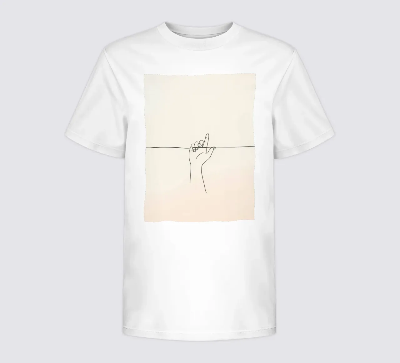 Outline of a hand with a finger grabbing thin black line t-shirt bambini da DesignDoodle