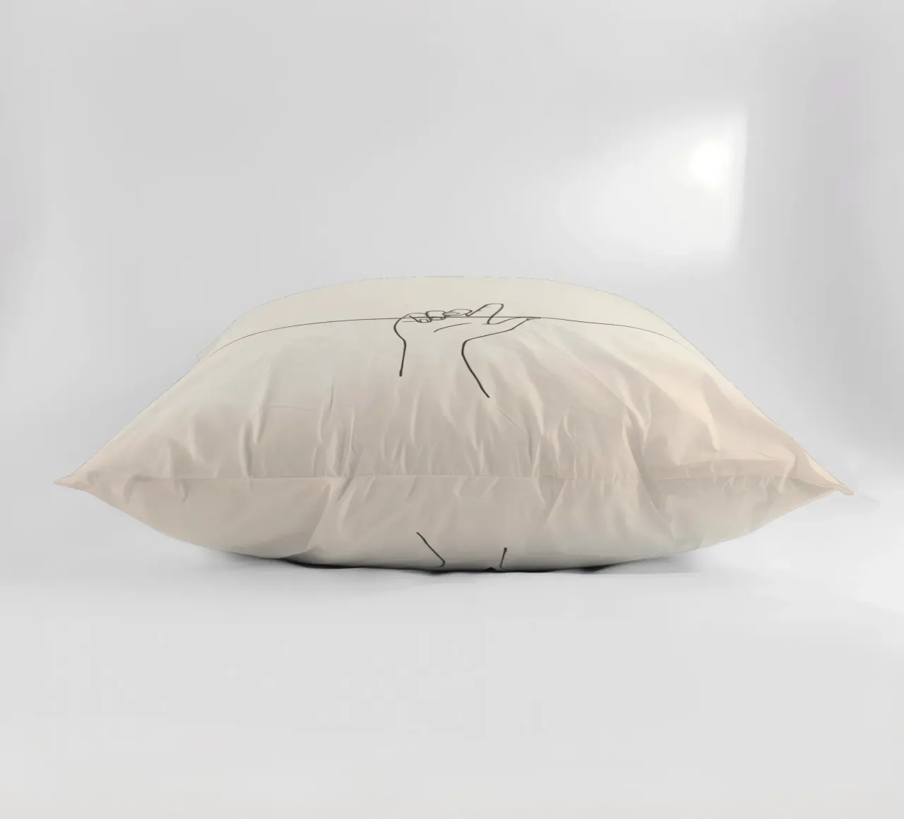 Outline of a hand with a finger grabbing thin black line cuscino da DesignDoodle