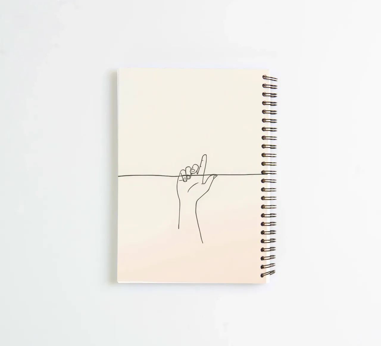 Outline of a hand with a finger grabbing thin black line spiral notebook by DesignDoodle
