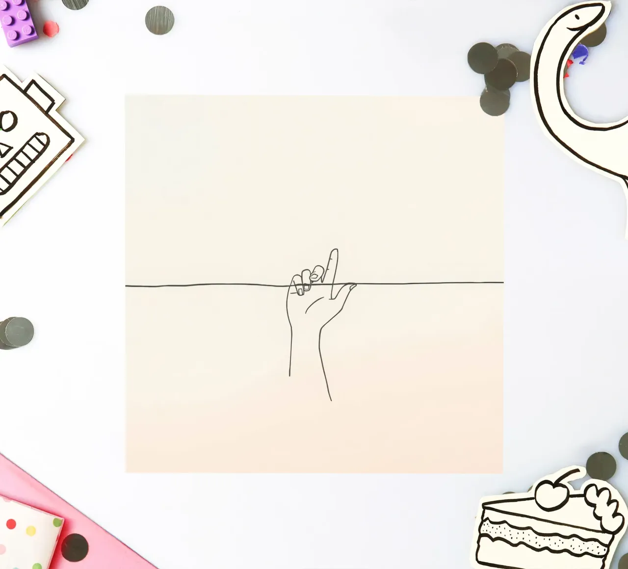 Outline of a hand with a finger grabbing thin black line adesivo da DesignDoodle