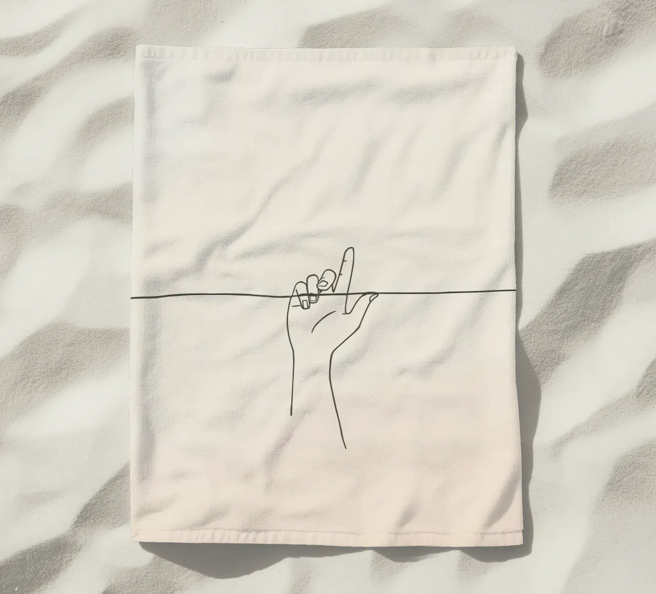 Outline of a hand with a finger grabbing thin black line telo mare da DesignDoodle