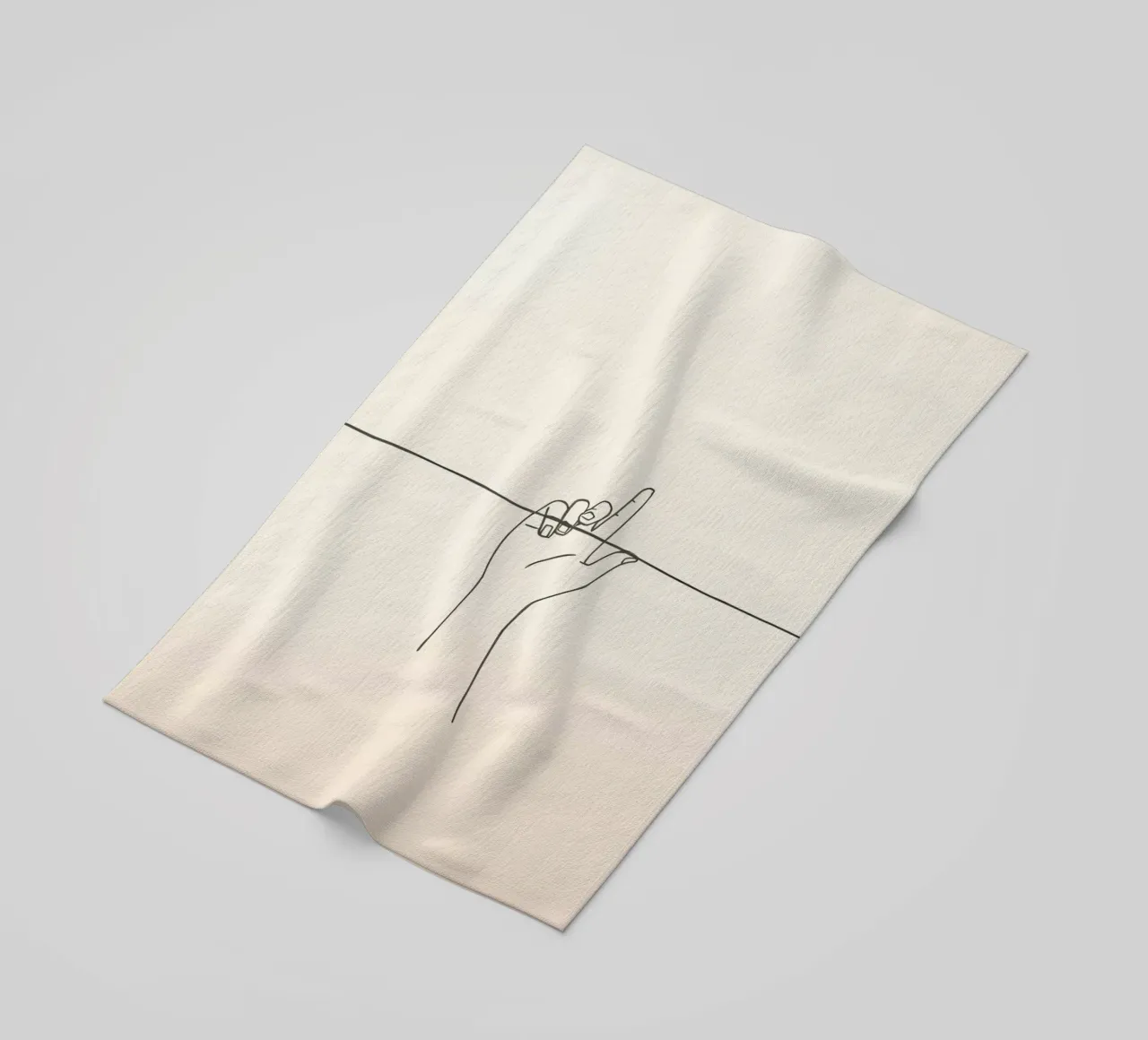 Outline of a hand with a finger grabbing thin black line telo mare da DesignDoodle