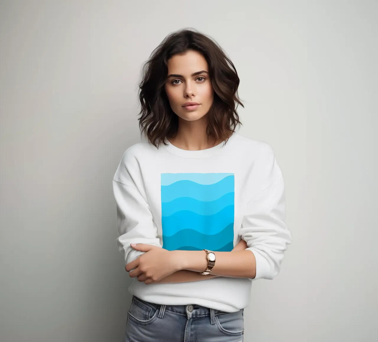 Blue gradient design sweatshirt van baobabprintstore