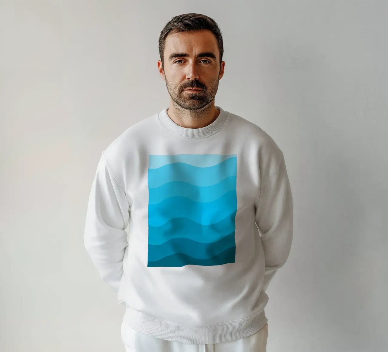 Blue gradient design sweatshirt van baobabprintstore