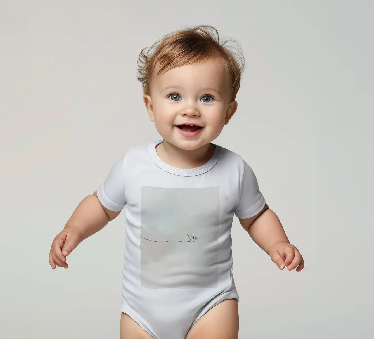 Schéma minimaliste d'une colombe en vol body bébé de DesignDoodle