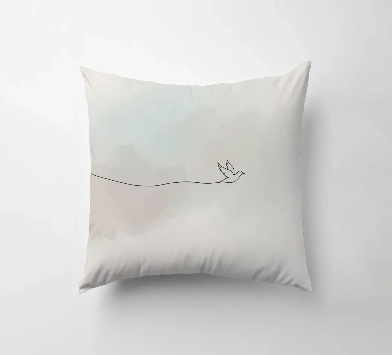 Sagoma minimalista di una colomba in volo cuscino da DesignDoodle