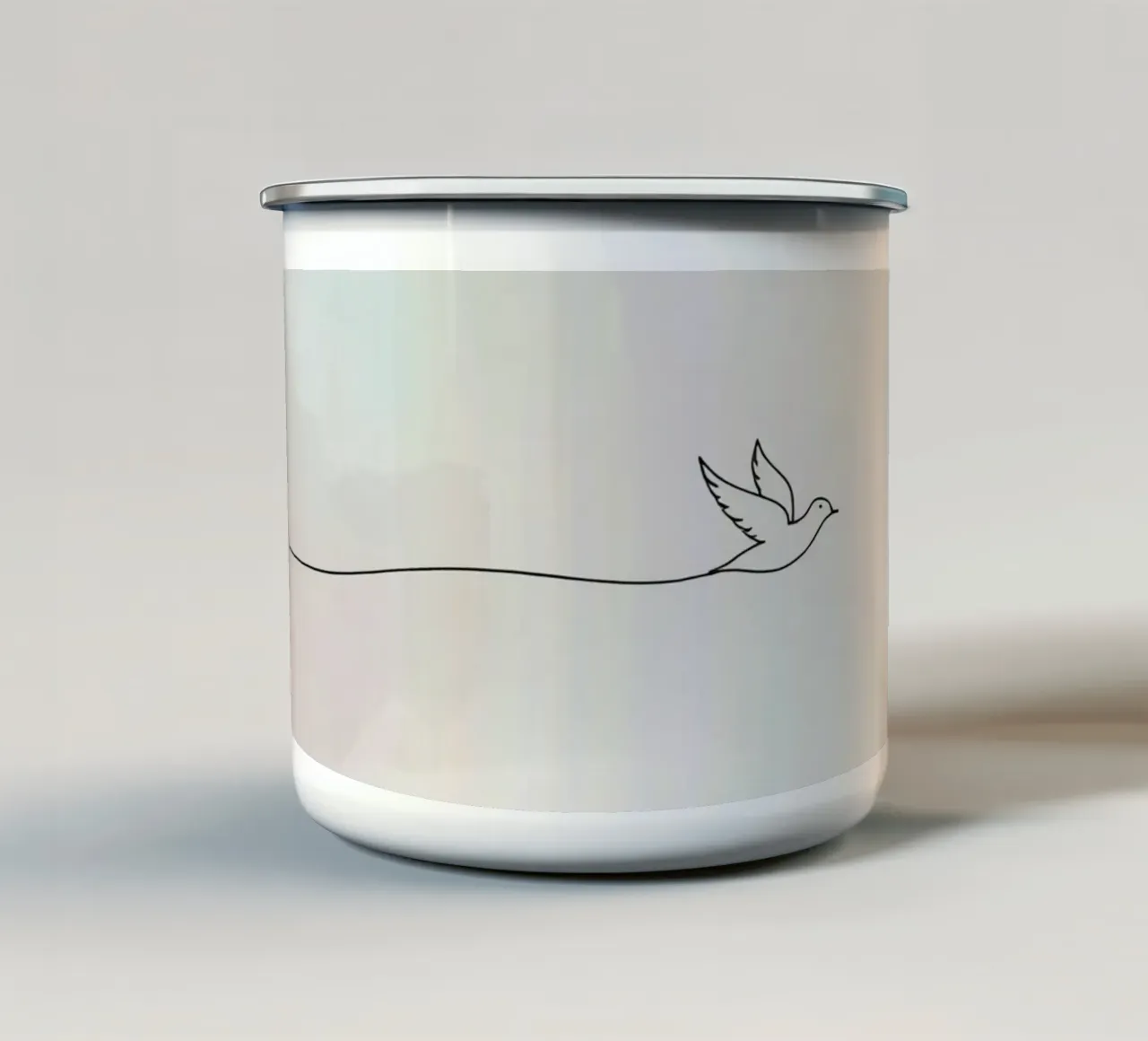 Sagoma minimalista di una colomba in volo tazza in smalto da DesignDoodle